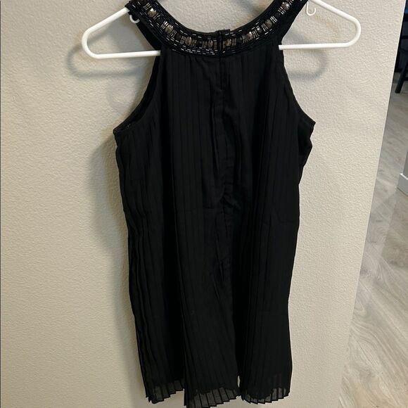 Nicole Miller Black Sleeveless Top with Embellished Neckline - Picture 3 of 5